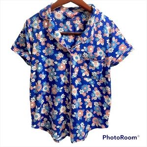 kate Spade Pajama Top Floral , Blue and Pink size Small